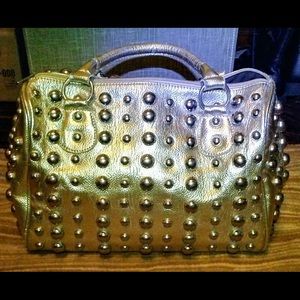 New Shiny Metallic Gold Handbag with Stunz